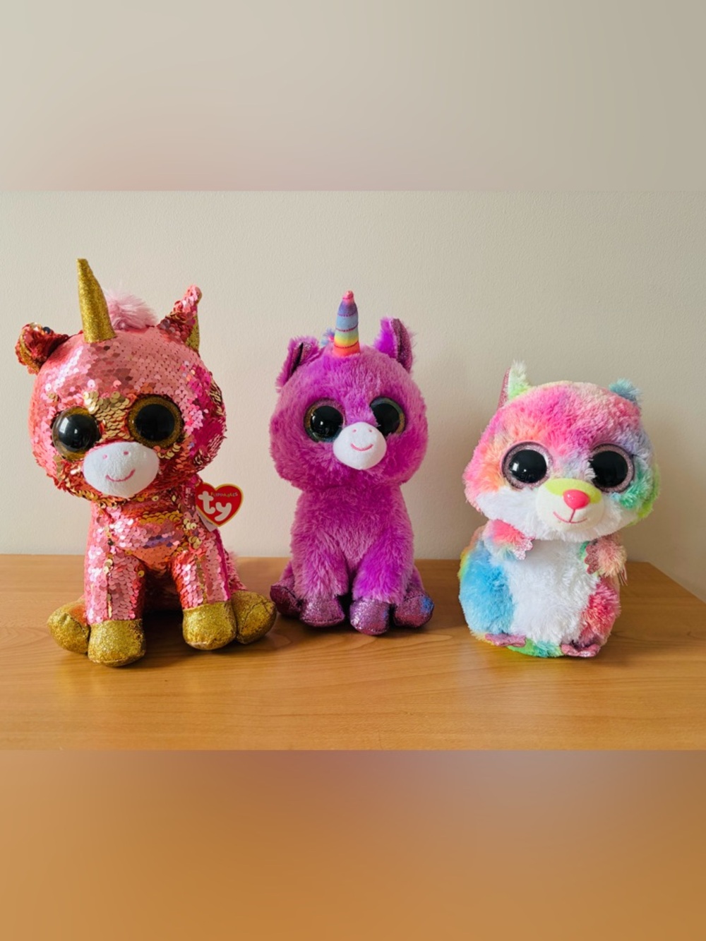 Ty Pink/Purple Rainbow-Horn Unicorn Plush